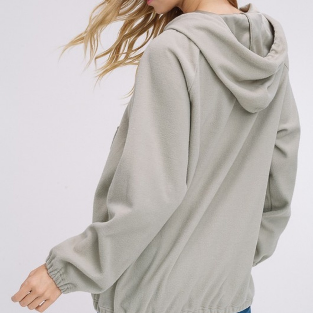 NWT Olive Green Felt Quarter Zip Hoodie - Picture 7 of 8